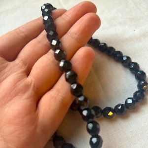 Solid black Beaded stone Necklace